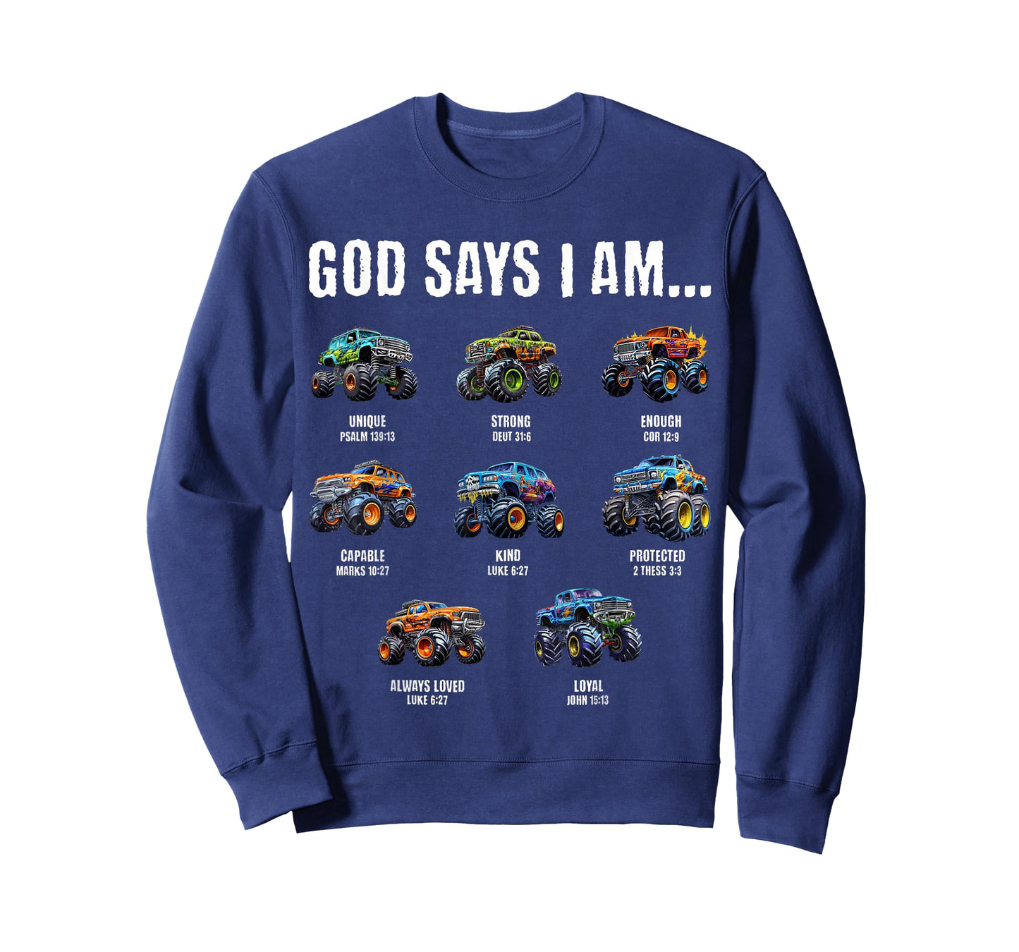 God Says I Am Christian Toddler Kids Monster Truck T-Shirt