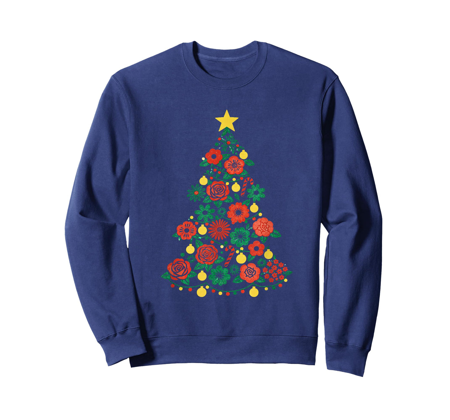 Floral Christmas Tree Girly Xmas Holiday Festive Season T-Shirt