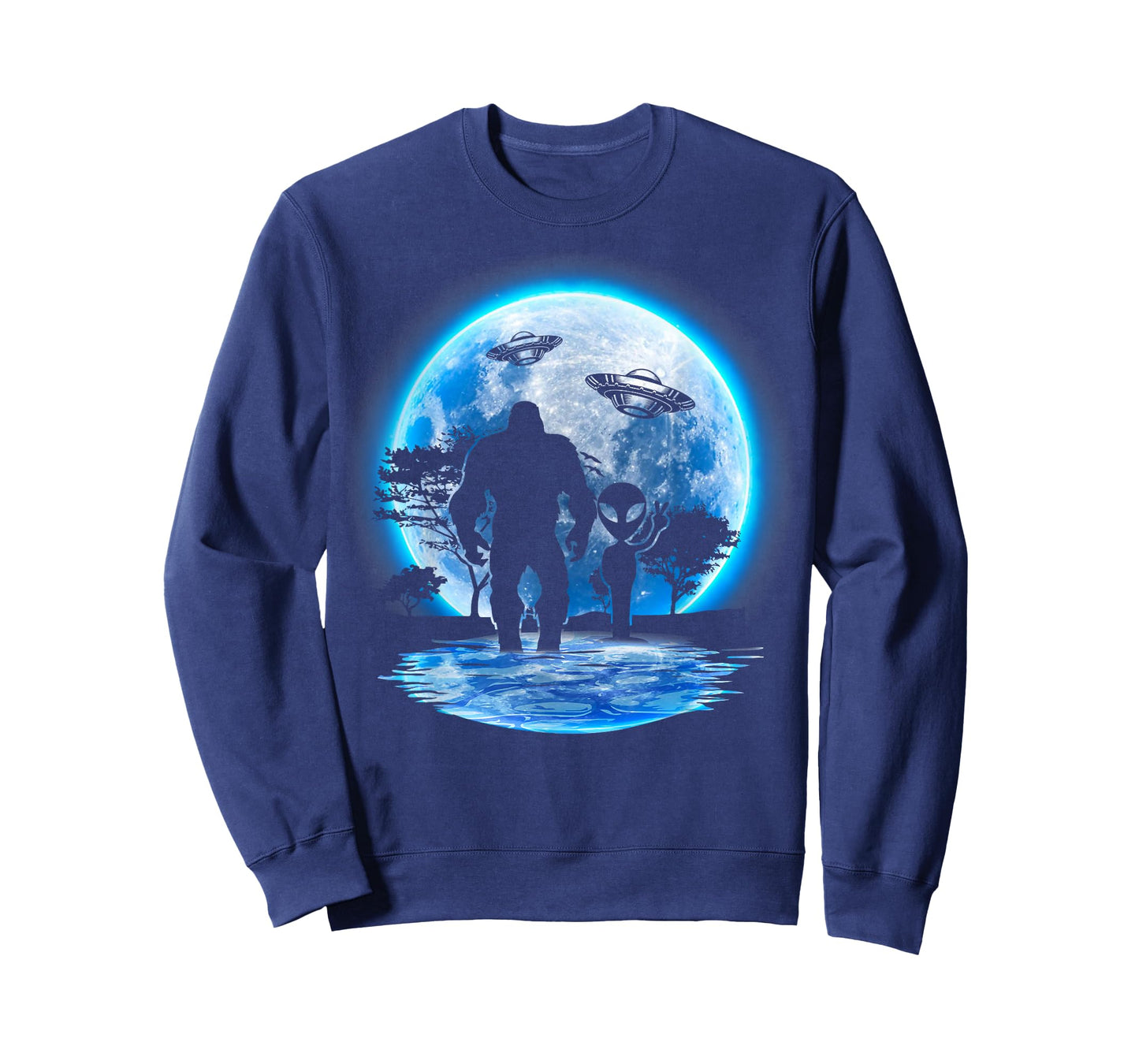 Alien & Bigfoot Moon Big Foot Sasquatch Gifts For Men Women T-Shirt