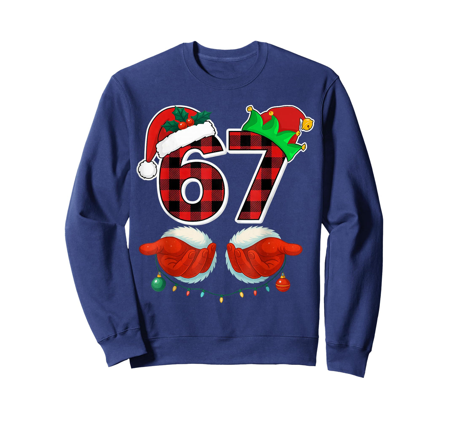 67 Meme Funny Christmas Red Plaid Xmas Pajamas Slang Kids T-Shirt