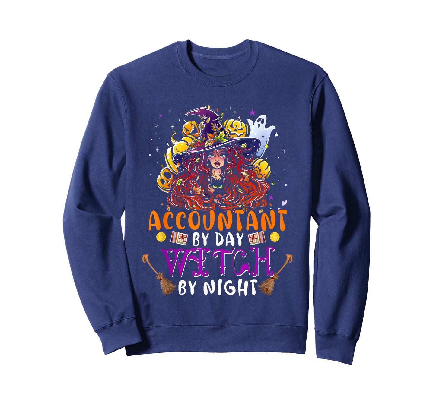 Accountant By Day Witch By Night Funny Witch Scary Pumpkins T-Shirt