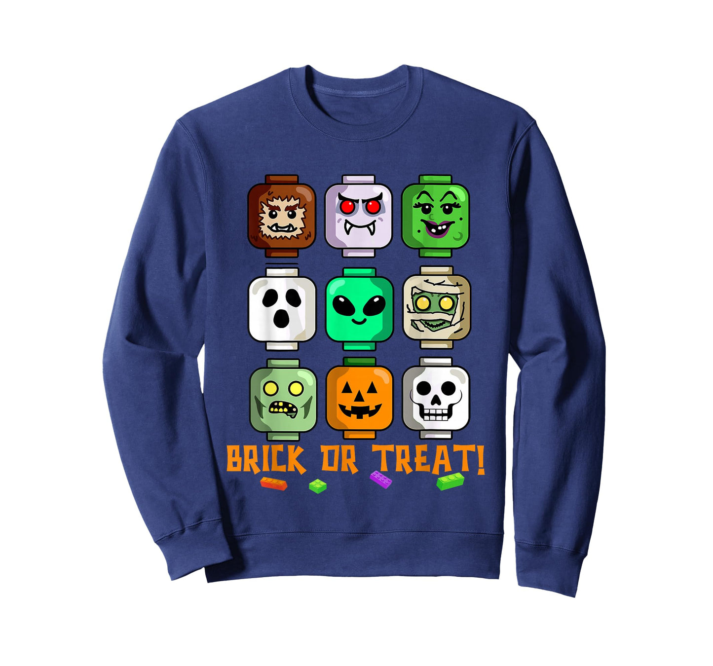 Halloween Building Brick or Treat Heads Pumpkin Ghost Mummy T-Shirt