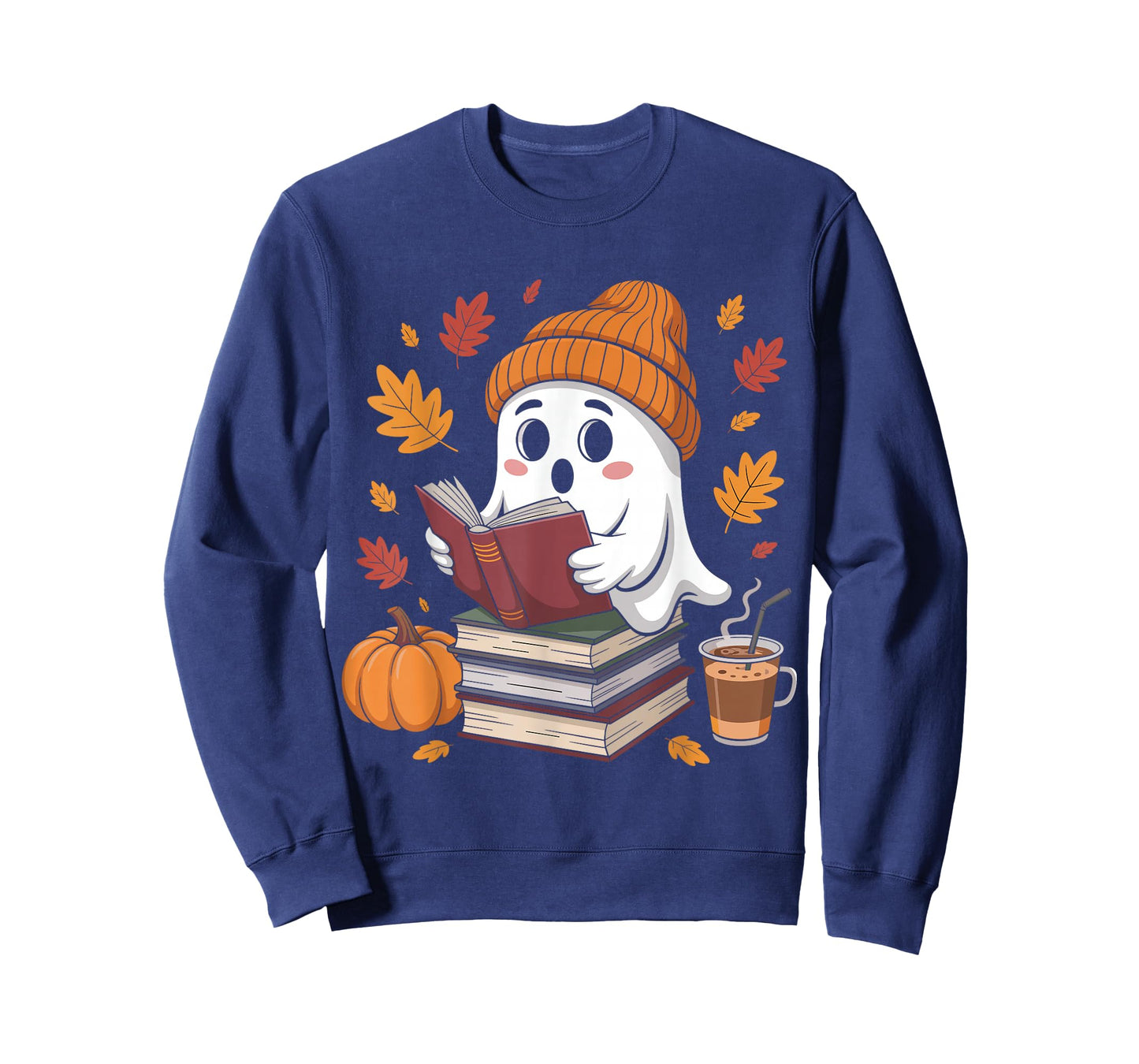 Cute Ghost Reading Book Lovers Halloween Ghost Coffee Women T-Shirt