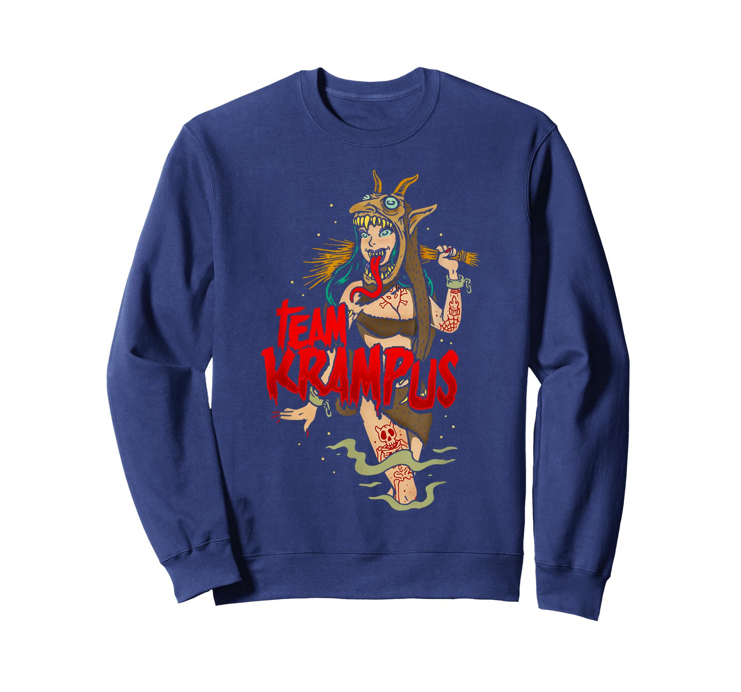 Team Krampus Pinup Goth Emo Girl Christmas T-Shirt