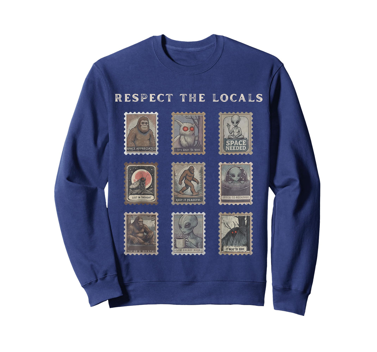 Respect The Locals Cryptid Mothman Hiking Bigfoot Introverts T-Shirt