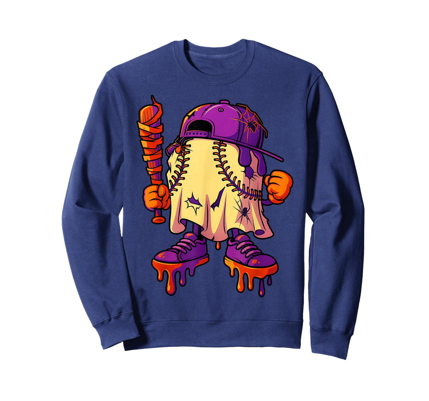 Funny Baseball Ghost Halloween Drip Baseball Boys Youth T-Shirt