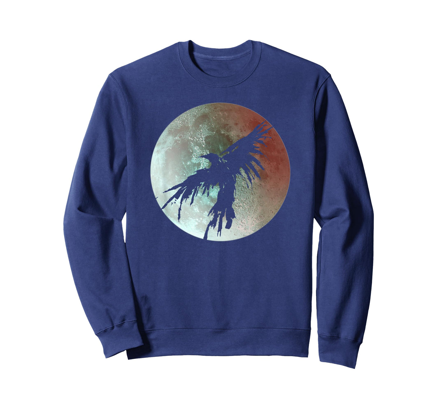 Crow Raven Distressed Flying Bird Full Moon Raven Crow T-Shirt