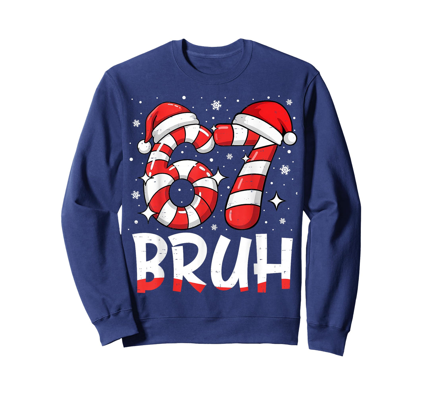 Funny Bruh 67 Six Seven 6 7 Meme Christmas Candy Cane T-Shirt