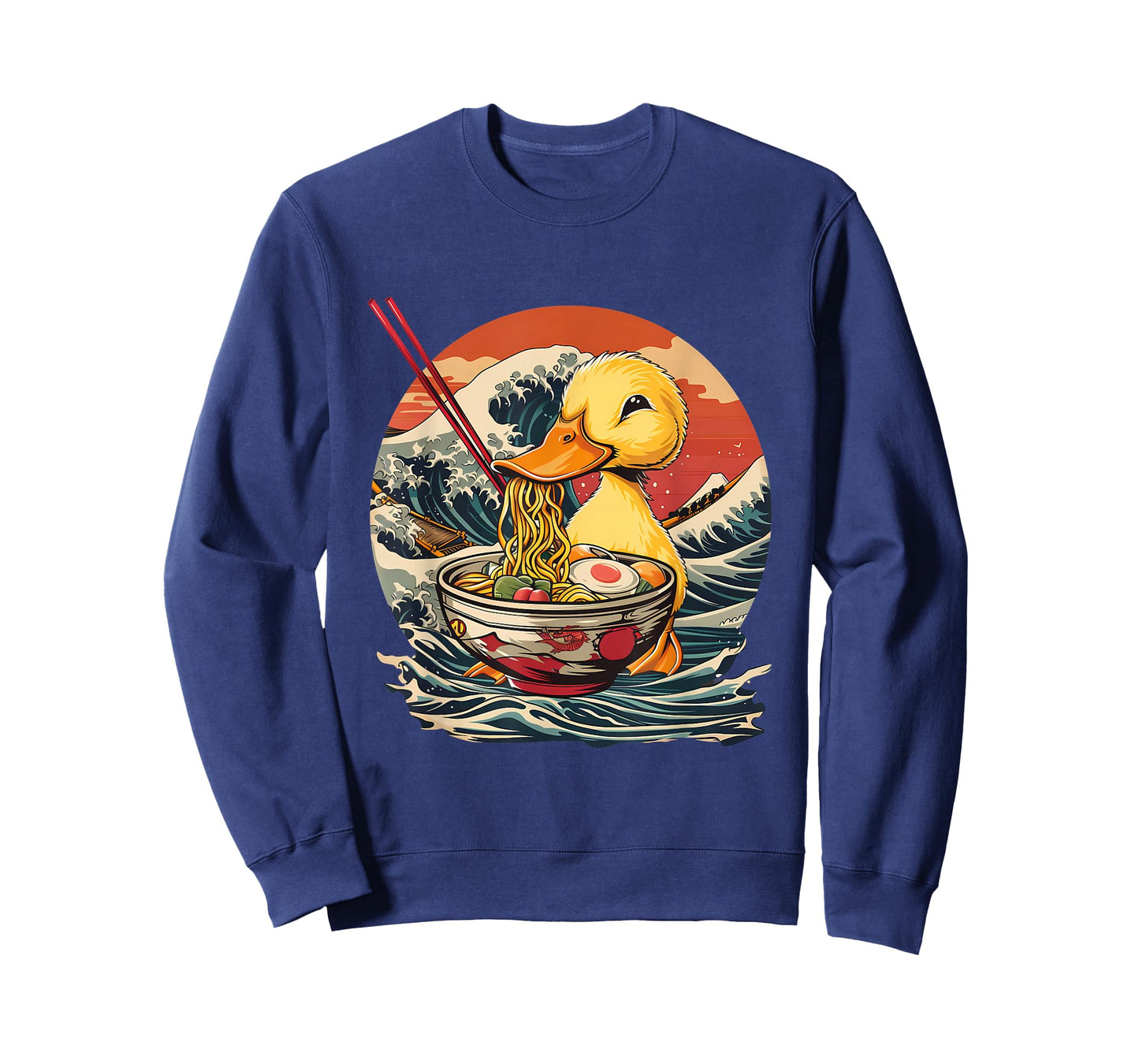 Duck Eating Ramen Noodles Waves Artwork Duck Ramen Bowl T-Shirt