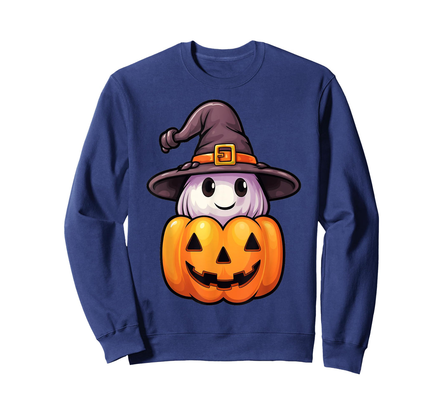Ghost with Witch Hat on a Halloween Pumpkin Jack O Lantern T-Shirt