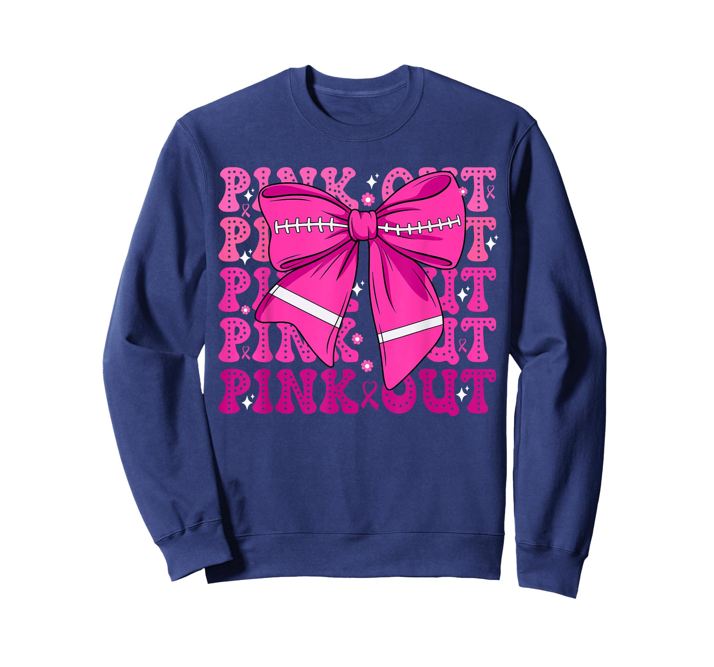 Preppy Pink Out Football Tackle Breast Cancer Awareness Bow T-Shirt