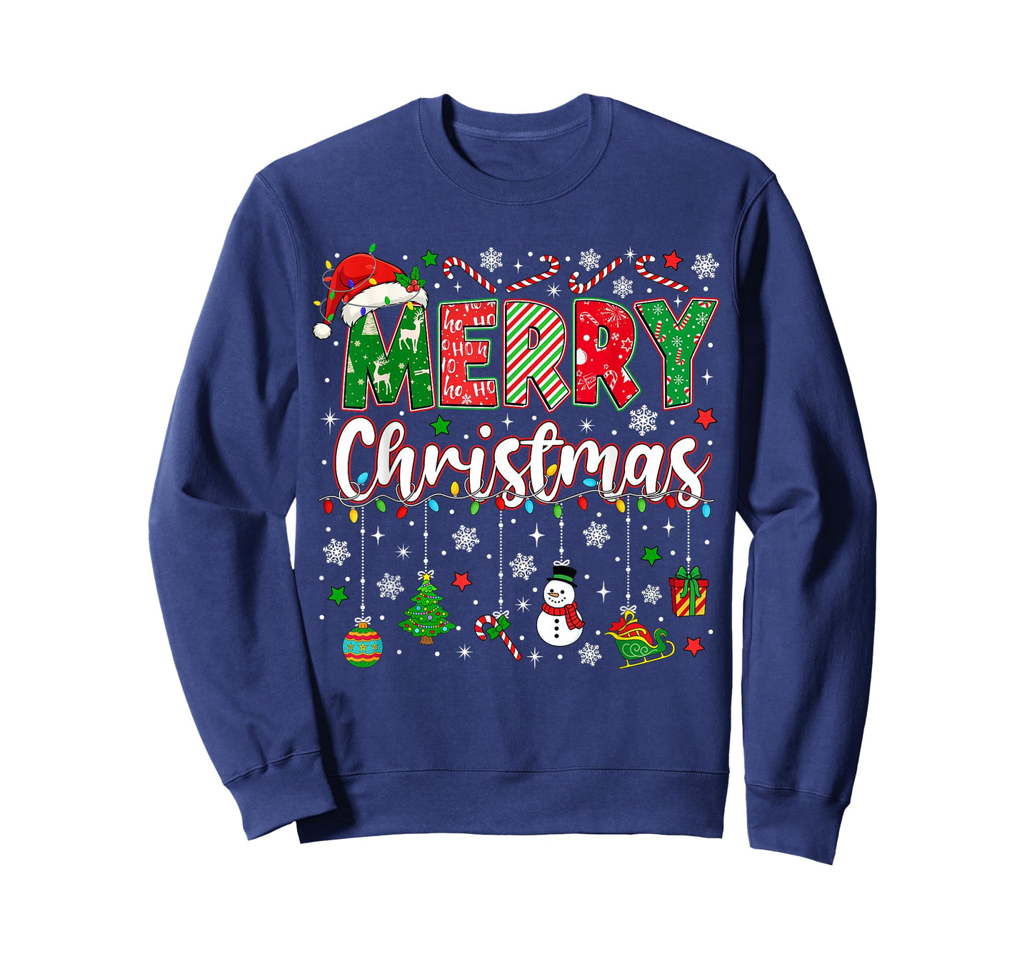 Merry Christmas Red Santa Hat Reindeer Xmas Matching Family T-Shirt