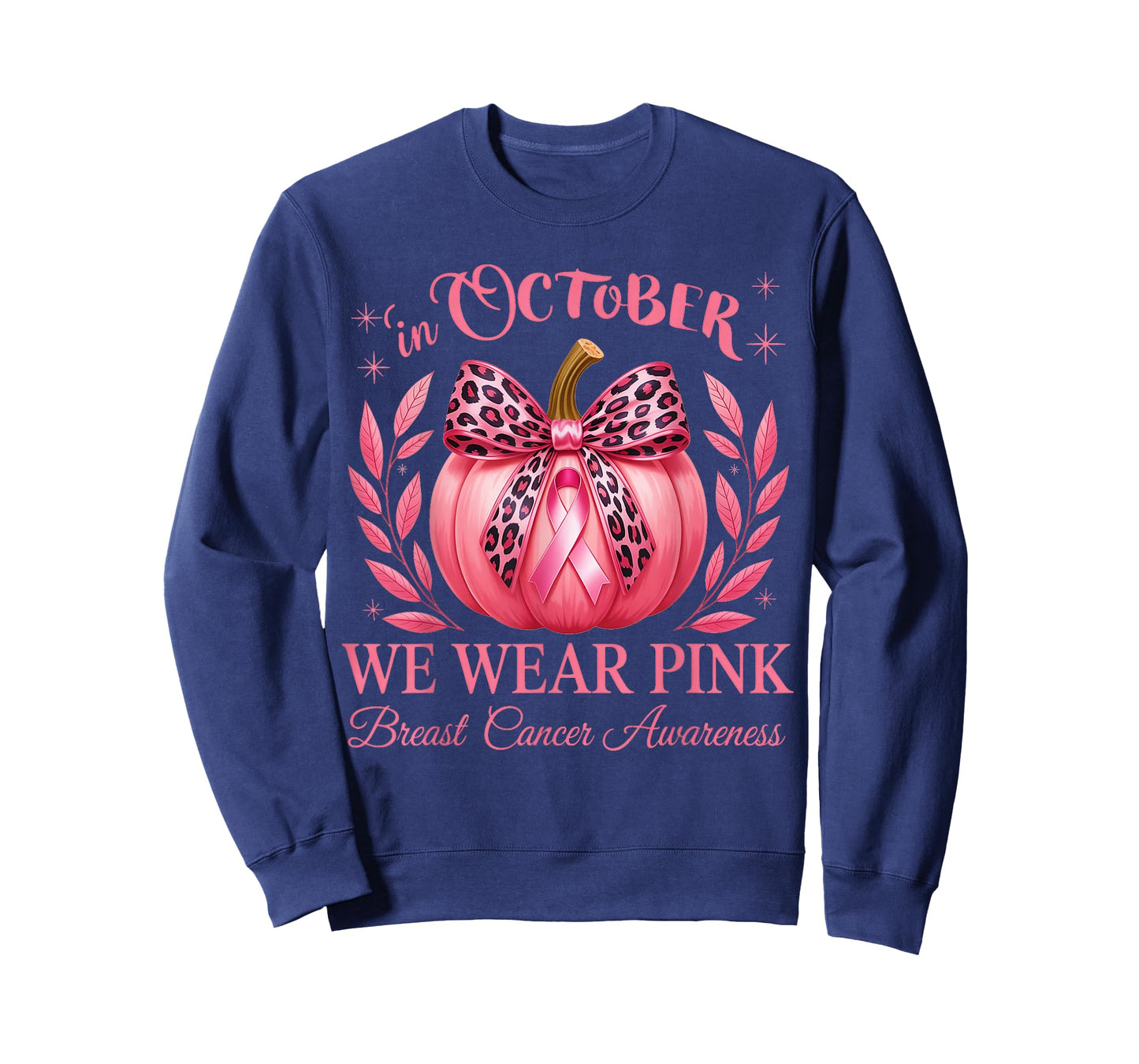 in October We Wear Pink Breast Cancer Awareness Halloween T-Shirt