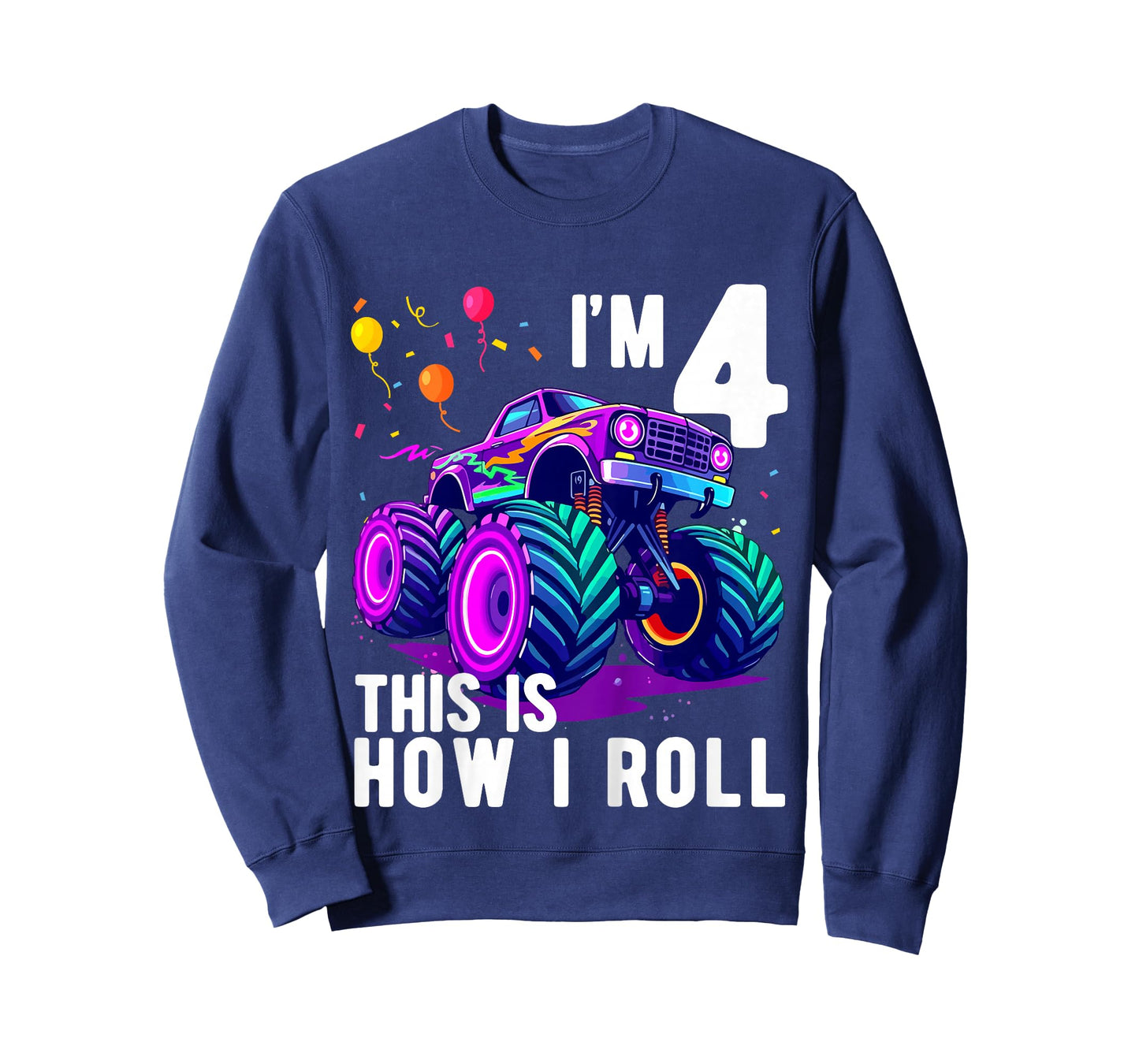 Kids Birthday Monster Truck 4 Year Old Boy 4th Birthday Party T-Shirt