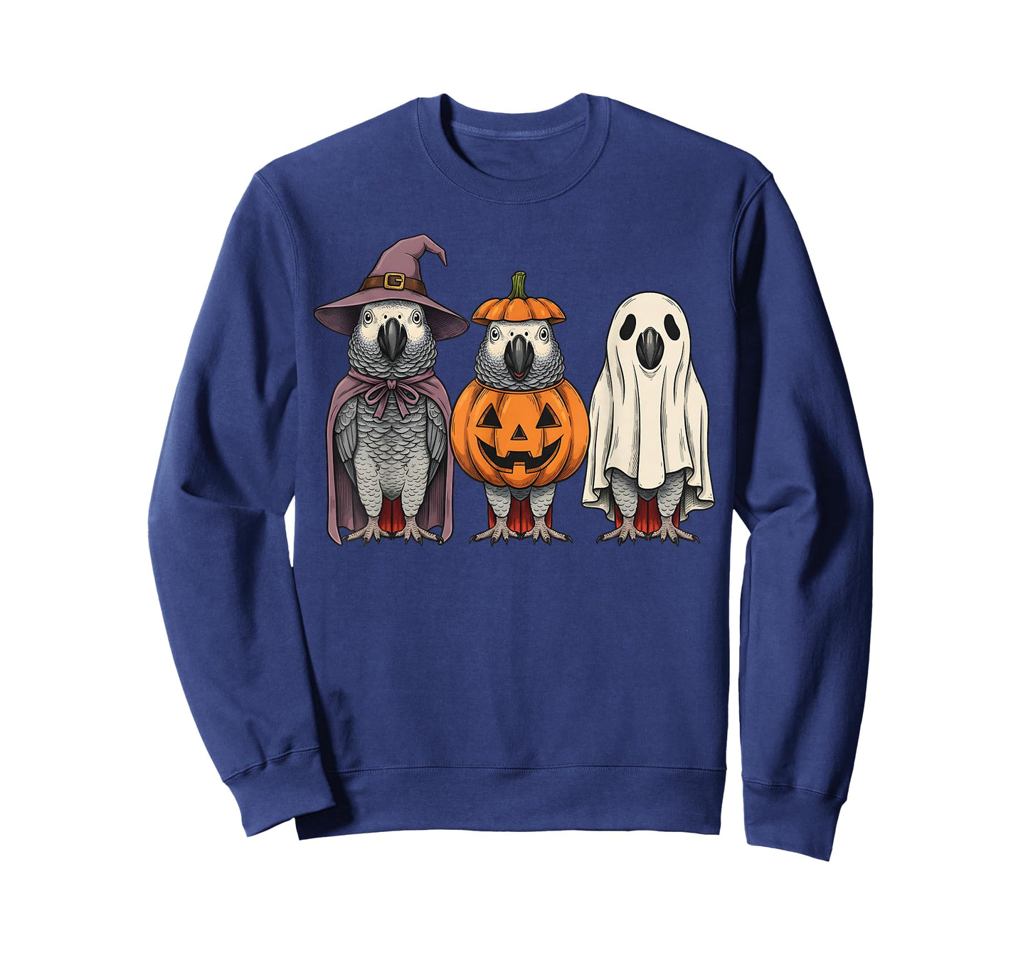 Spooky Ghost African Grey Parrot Lover Pumpkin Halloween T-Shirt