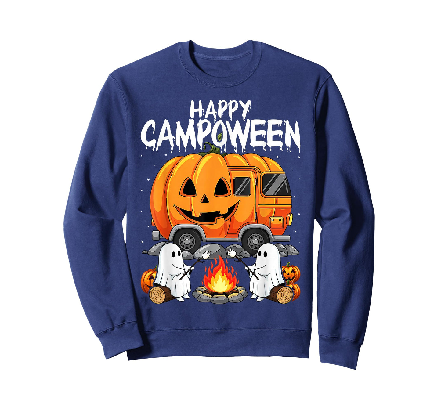 Happy Camp-O-Ween Halloween Camping Ghosts and Campfires T-Shirt