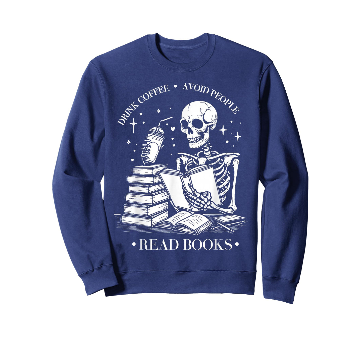 Drink Coffee Avoid People Read Books Halloween Skeleton T-Shirt