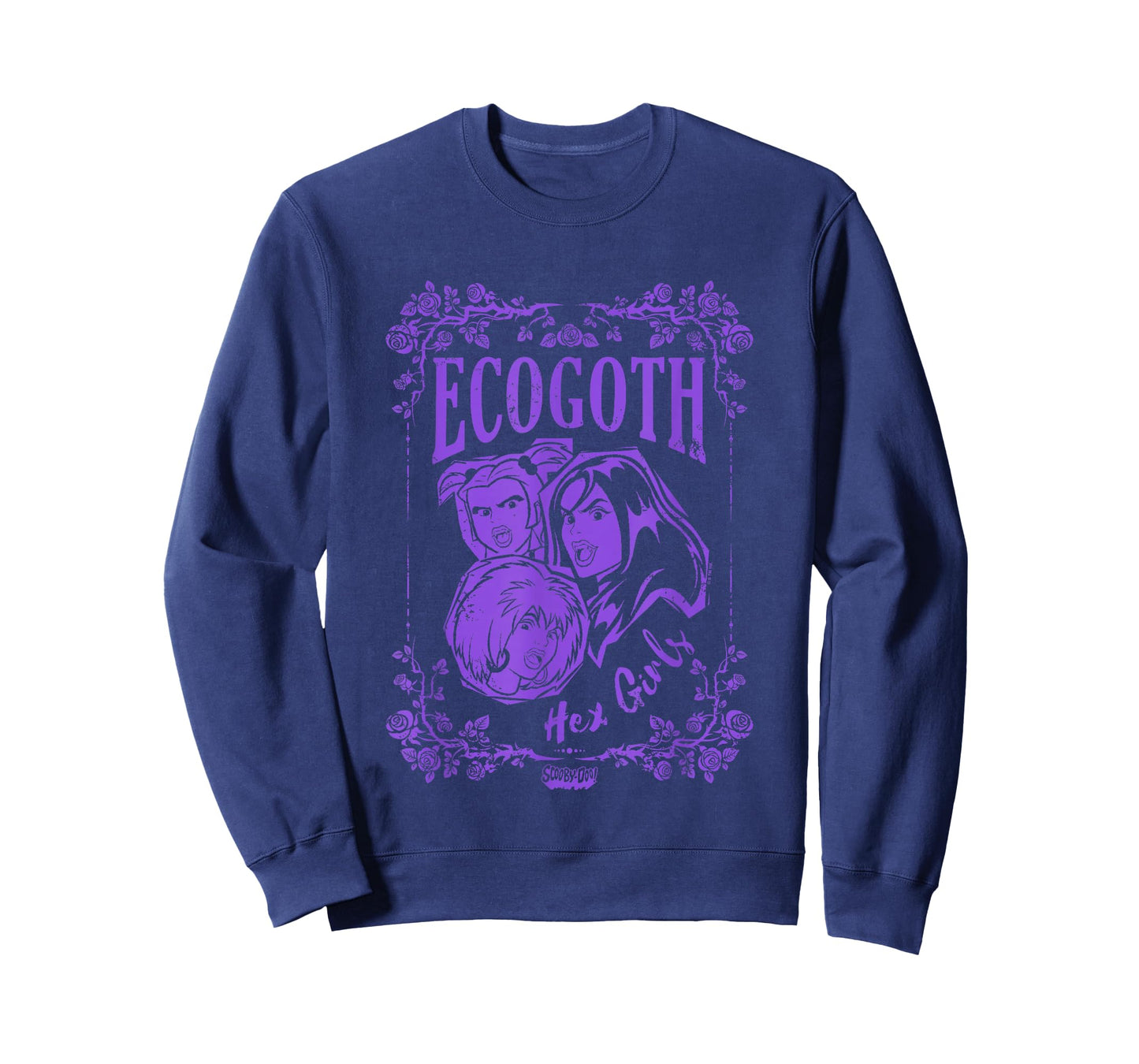 Scooby-Doo Hex Girls Ecogoth Distressed Floral Chest Logo T-Shirt