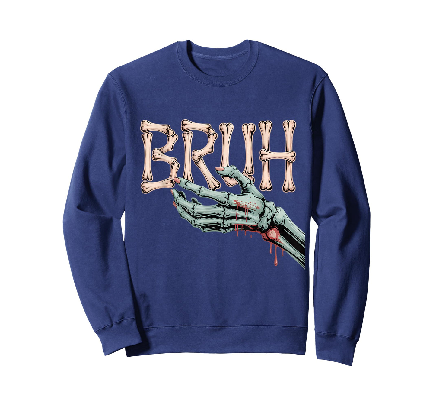 Bruh Skeleton Zombie Halloween Boys Kids Teens Graphic T-Shirt