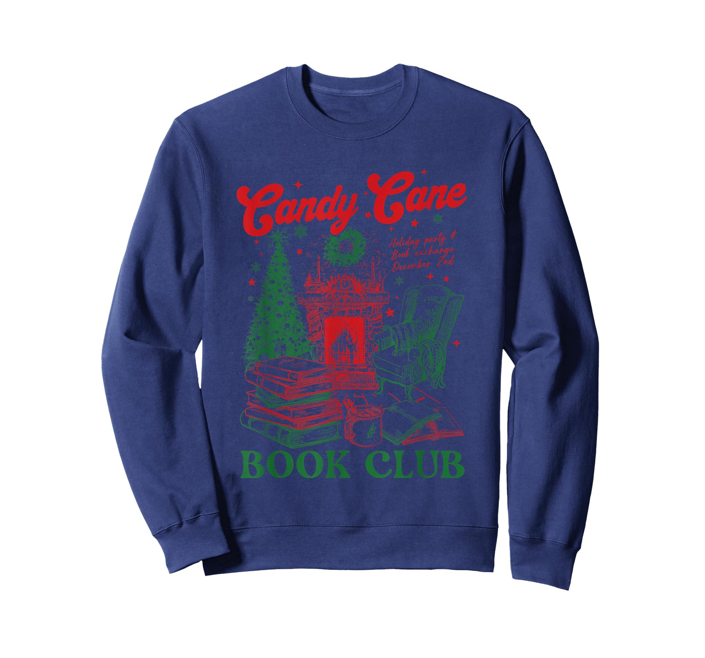 Bookish Christmas Candy Cane Book Club Book Love Winter T-Shirt