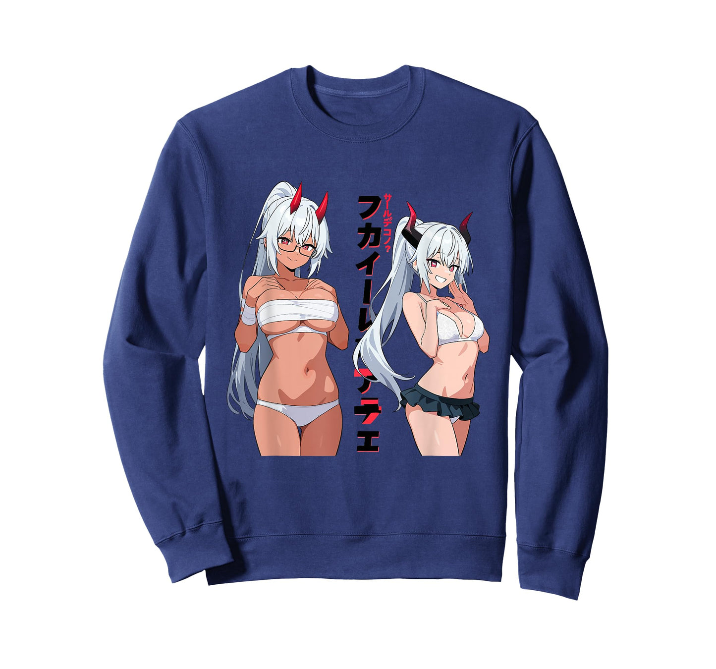 Waifu Sexy Anime Girl Horns Bandage Bra Japanese Manga Style T-Shirt
