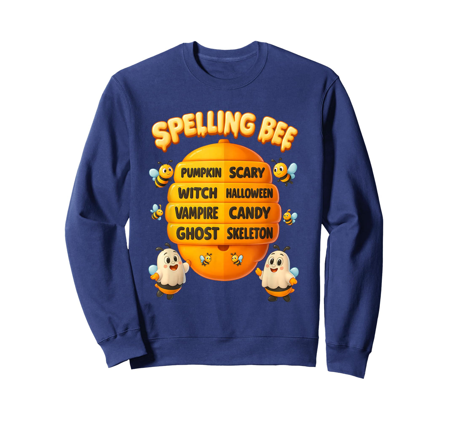 Halloween Spelling Bee Hive Pumpkin Vampire Ghost Skeleton T-Shirt