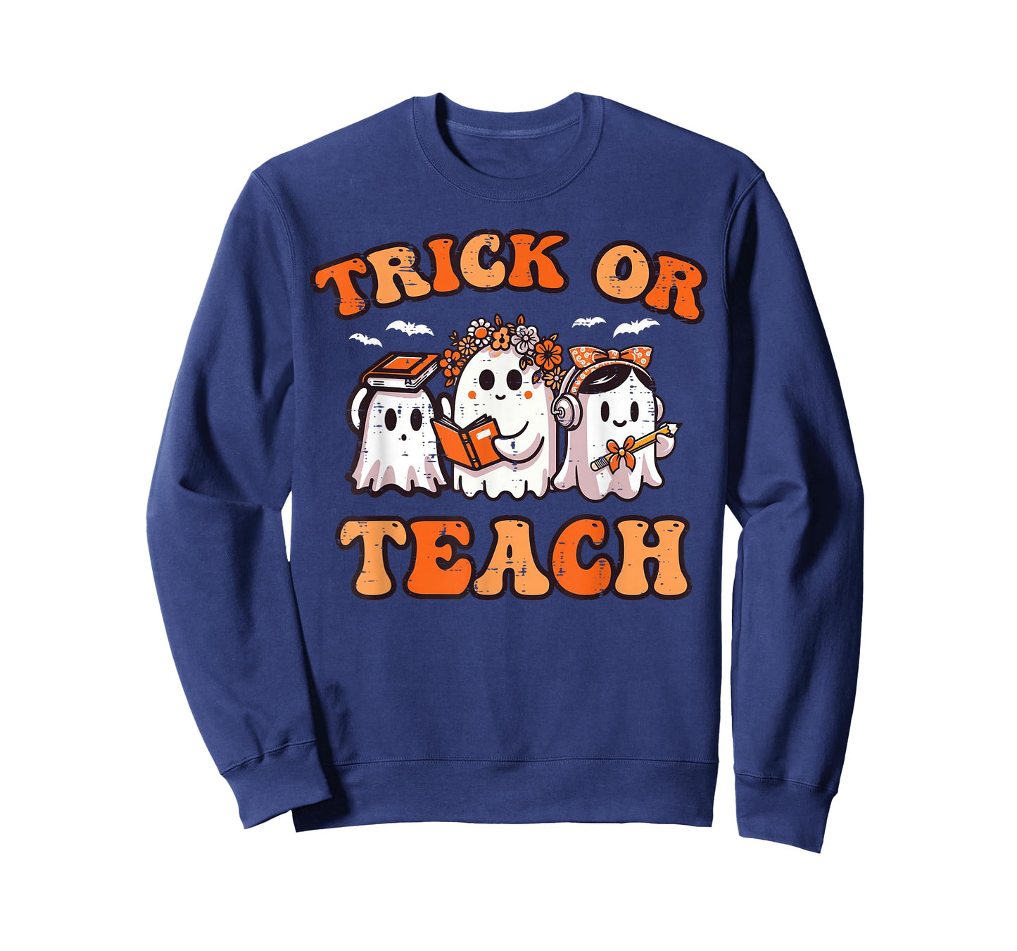 Halloween Teacher Ghosts Trick Or Teach Retro Costume Women T-Shirt
