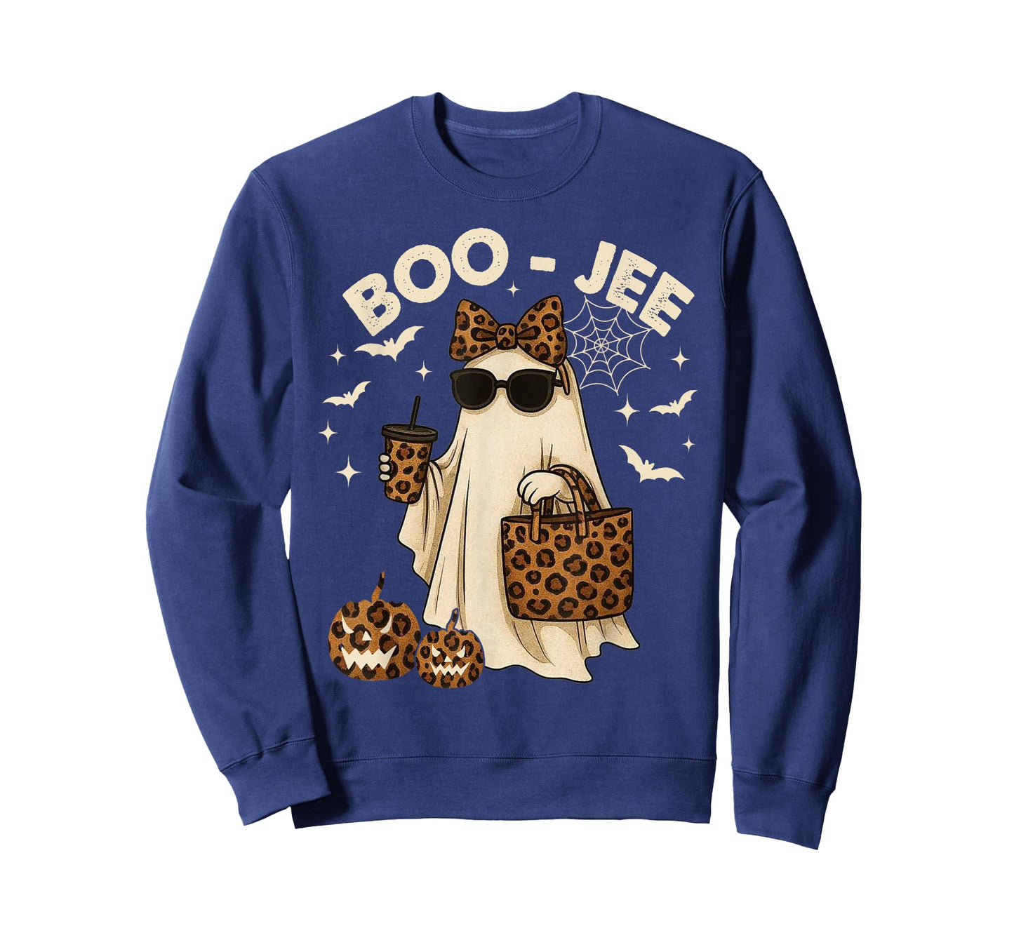 Coquette Leopard Ghost Coffee Boo JEE Halloween Boujee Ghost T-Shirt