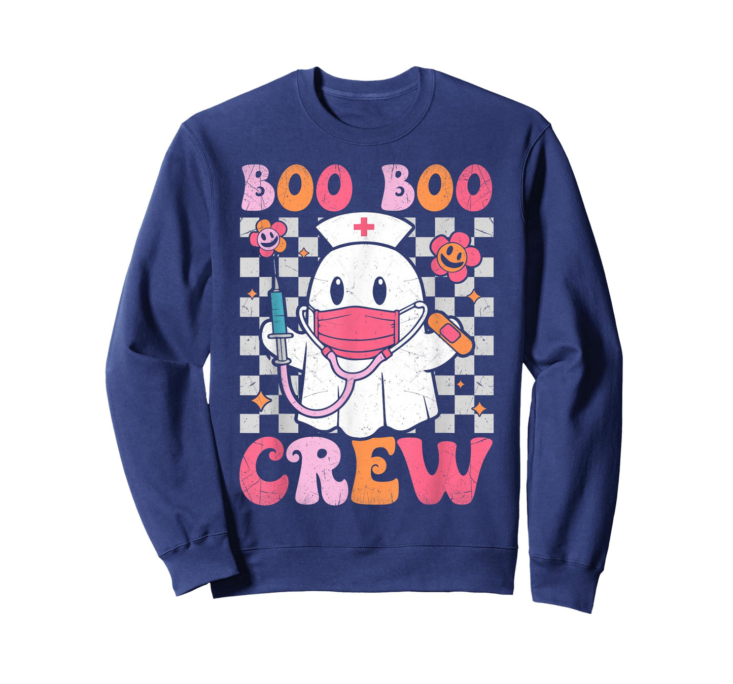 Boo Boo Crew Halloween Ghost Nurse Cute Boo Nursing Groovy T-Shirt