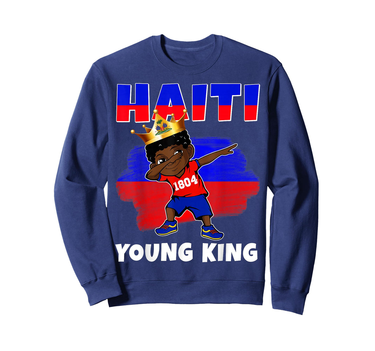 Haiti Young King Haiti Flag Melanin for Black Boys Kids T-Shirt