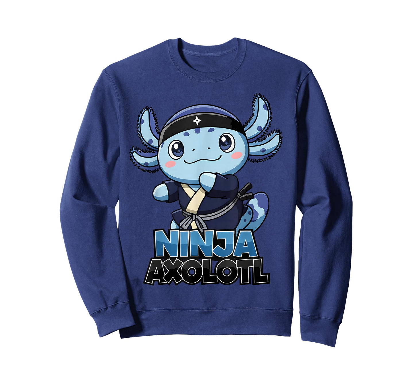 Cute and Cool Ninja Axolotl Blue Fun Cartoon Anime for Boys T-Shirt