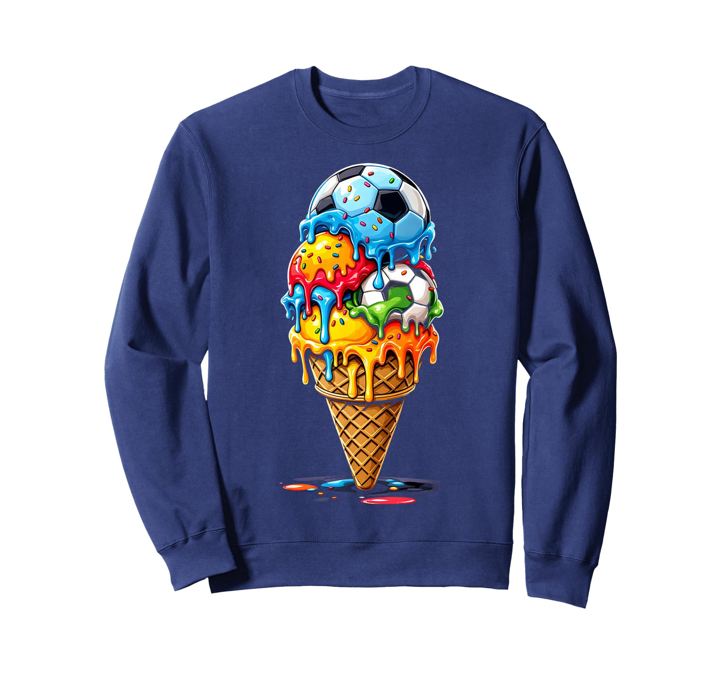 Soccer Drip Boys Girls Ice Cream Drip With Sprinkles Summer T-Shirt