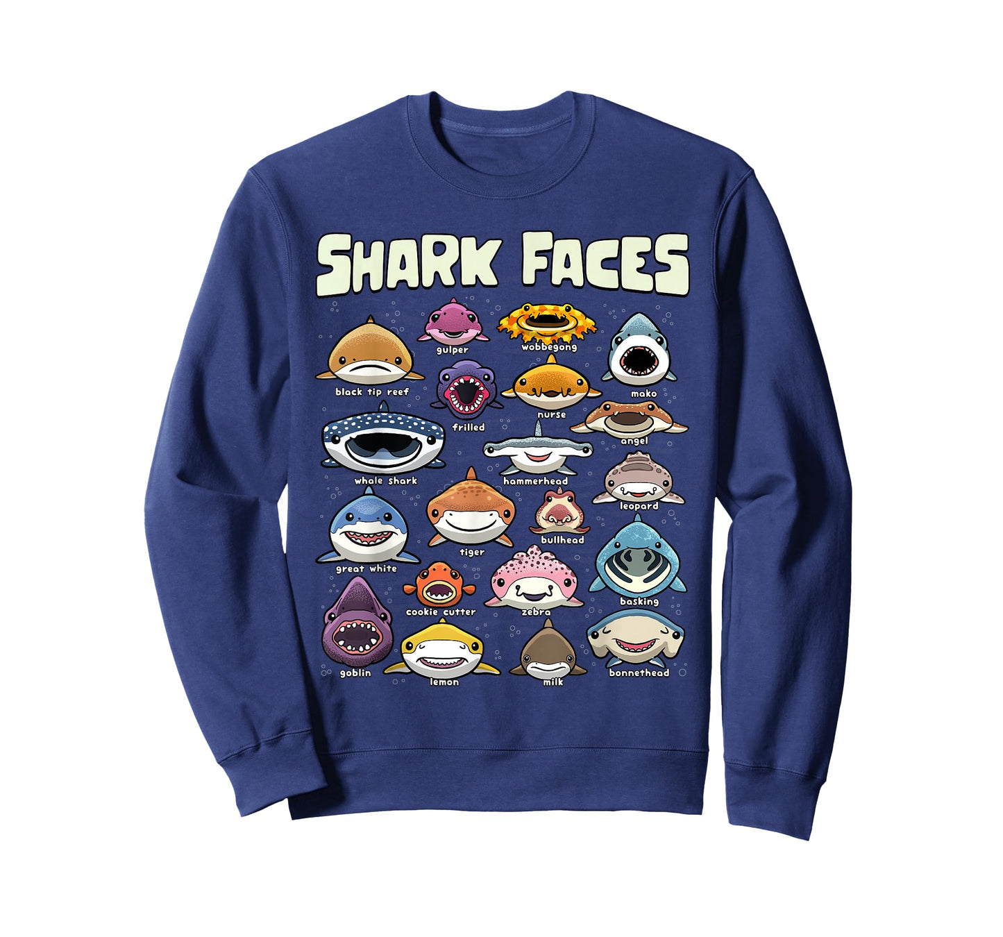 Types of Shark Faces Sea Animals of The World Shark Lover T-Shirt