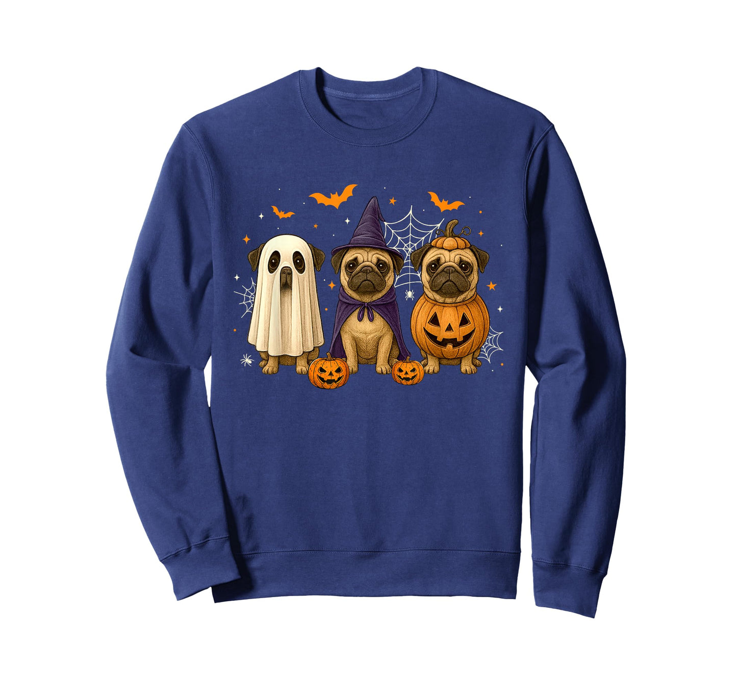Funny Pug Ghost Witch Pumpkin Halloween Costume Spooky T-Shirt