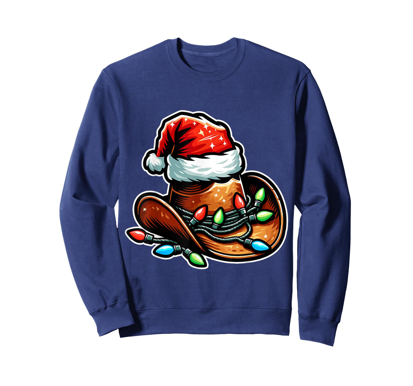 Cowboy Santa Hat Xmas Reindeer Rodeo Christmas In Texas T-Shirt
