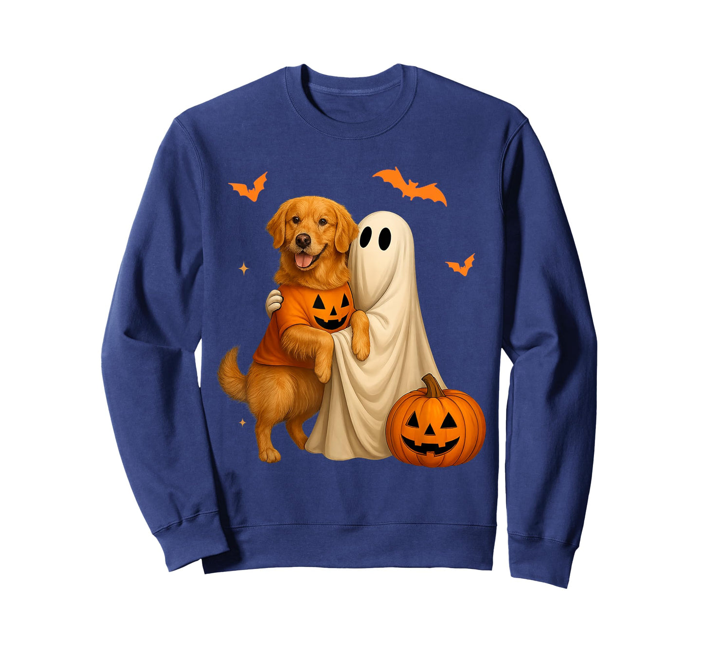 Ghost Holding Golden Dog Halloween - Funny Golden Retriever T-Shirt