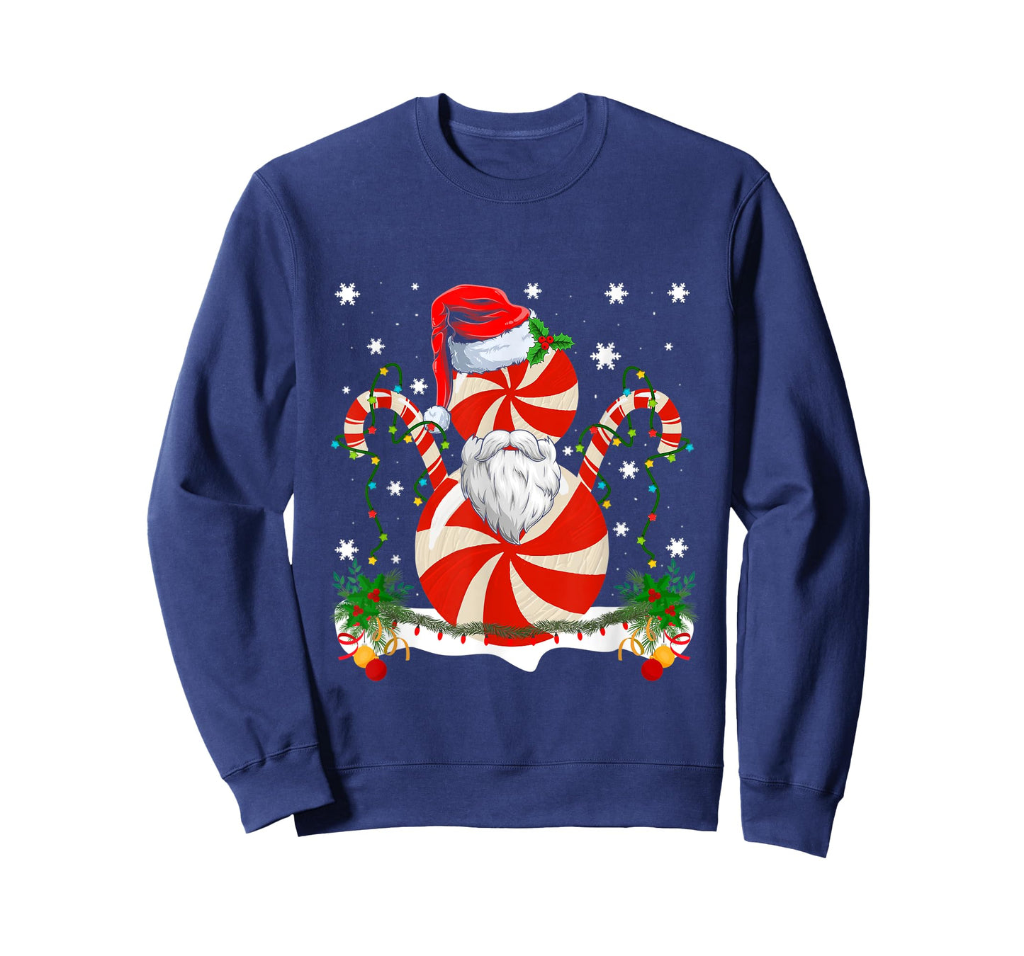 Funny Christmas Peppermint Candy Cane Snowman Decoration T-Shirt