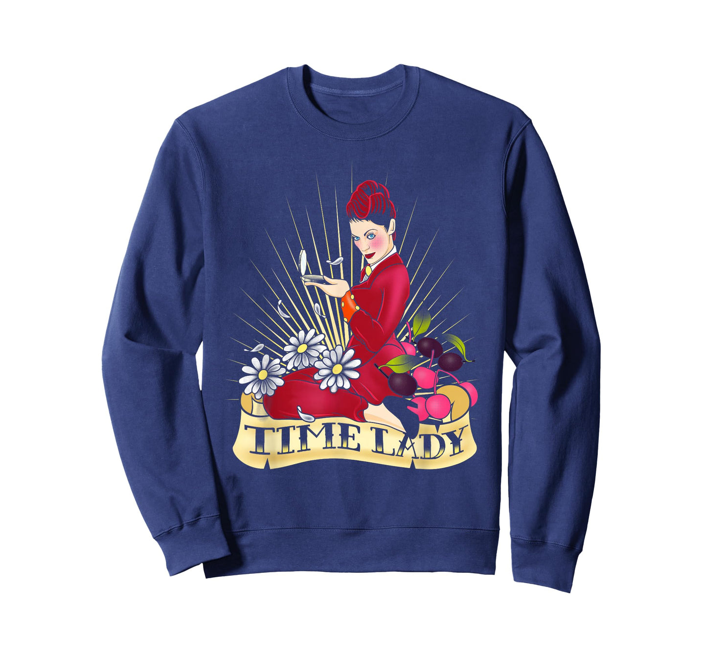 Doctor Who Rockabilly Missy Time Lady Vintage TimeTravel Fan T-Shirt - Women's Unisex-Adults Black Cotton Classic Fit Crew Neck Short Sleeve T-Shirt - Small