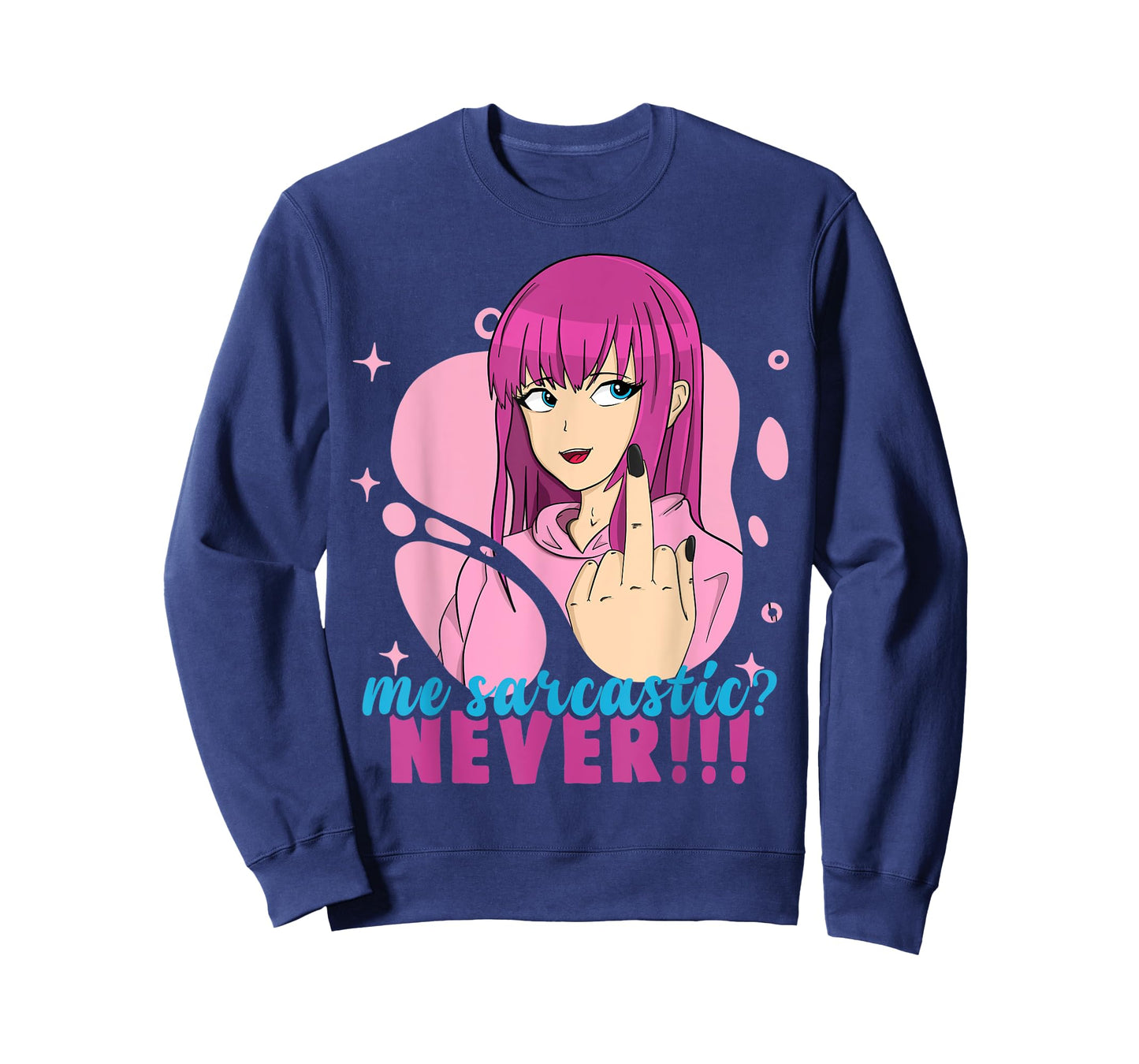 Me Sarcastic? Never! Pastel Goth Anime Girl Flipping Off T-Shirt
