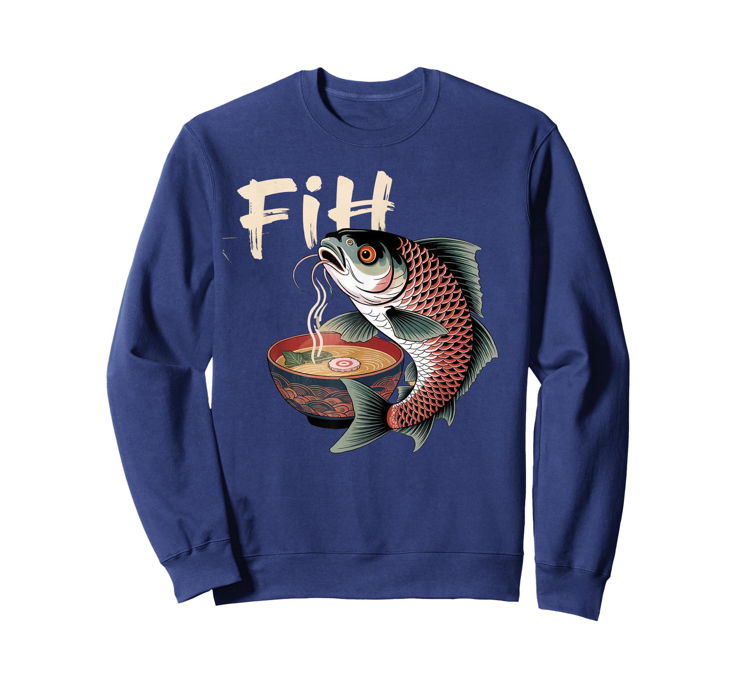 Fih Eating Ramen Graphic Tee Japanese Kawaii Anime Fish T-Shirt
