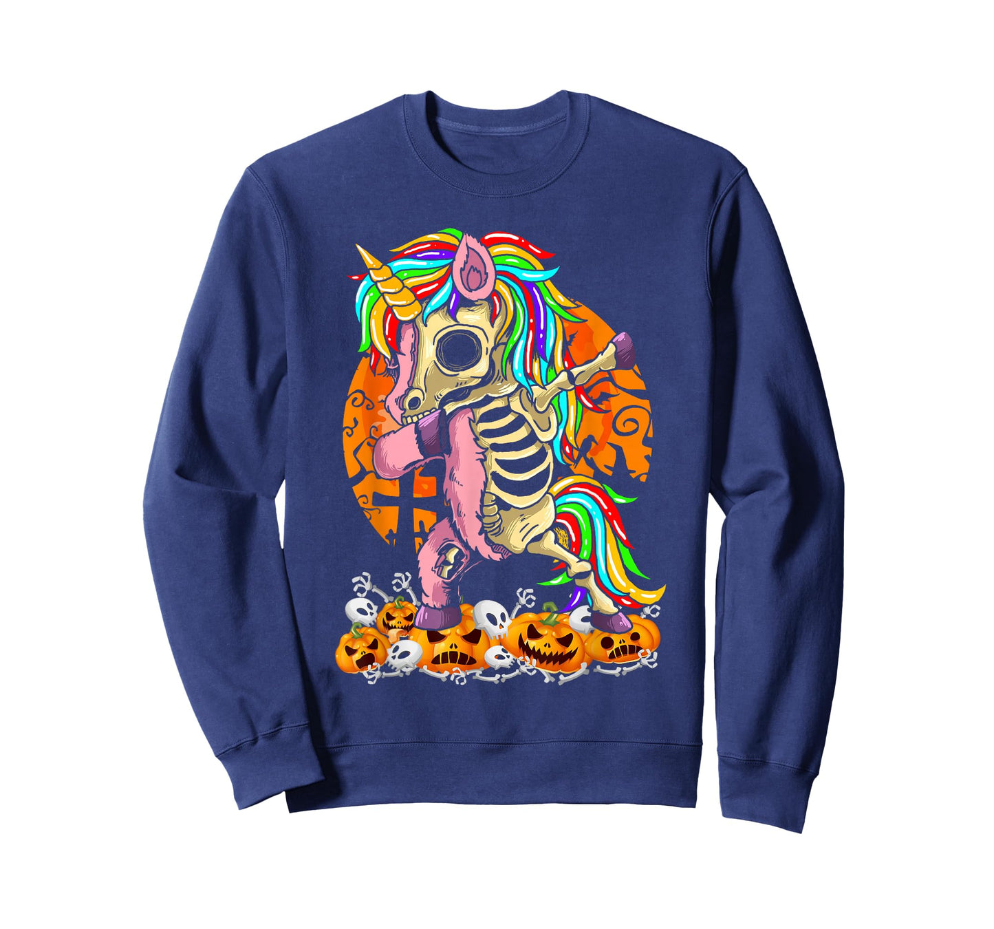 Unicorn Zombie Skeleton Dabbing Pumpkin Halloween Moon T-Shirt
