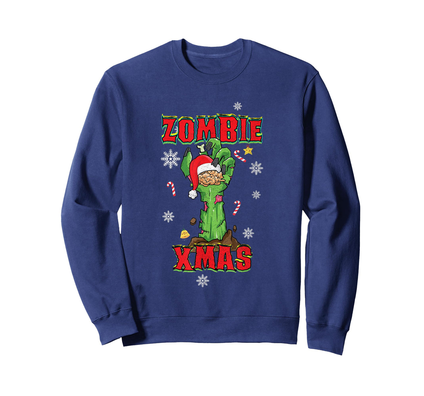 Zombie Xmas Merry Halloween Christmas Brains Zombie Hand T-Shirt