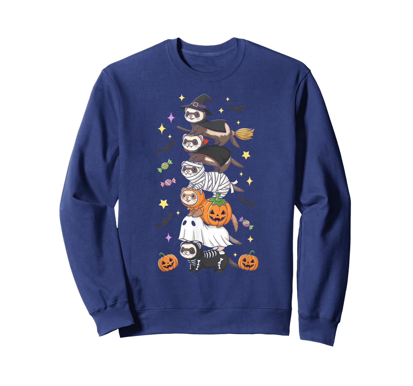 Funny Ferret Witch Vampire Ghost Halloween Kids Mens Womens T-Shirt