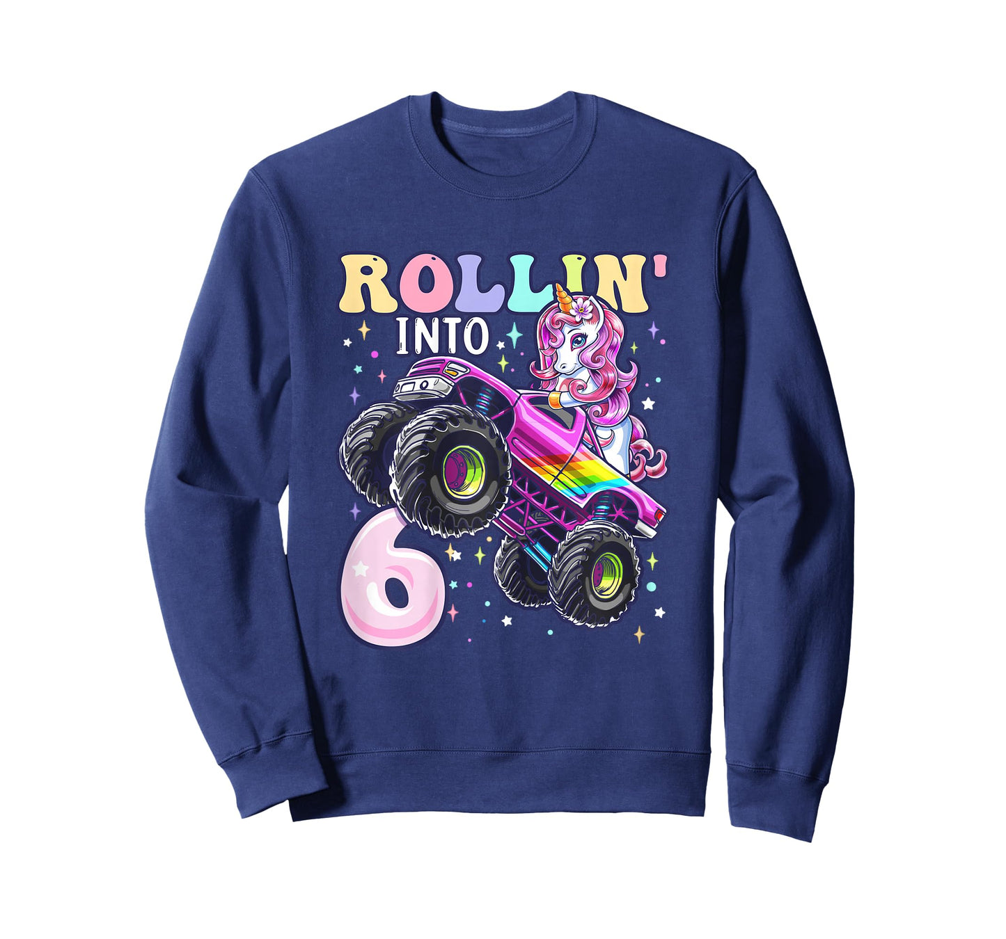 Unicorn Monster Truck 6th Birthday 6 Year Old Girls Party T-Shirt