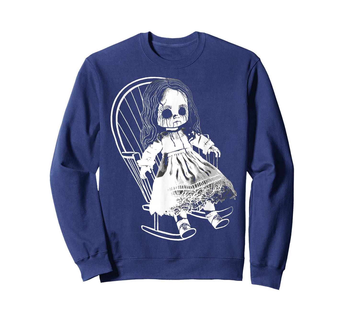 Creepy Nightmare Haunted Horror Doll Sits In Rocking Chair T-Shirt