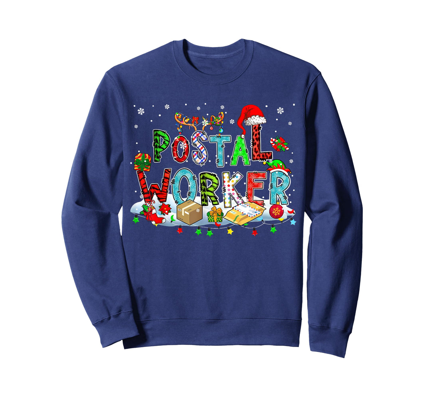 Postal Worker Xmas Leopard Plaid Santa Reindeer Elf Lover T-Shirt