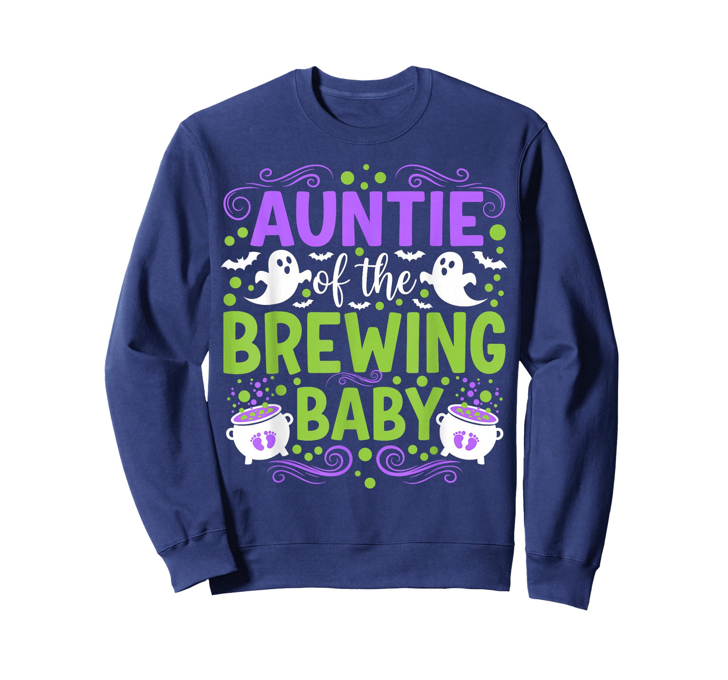 Auntie of Brewing Baby Halloween Baby Shower Witch Ghost T-Shirt