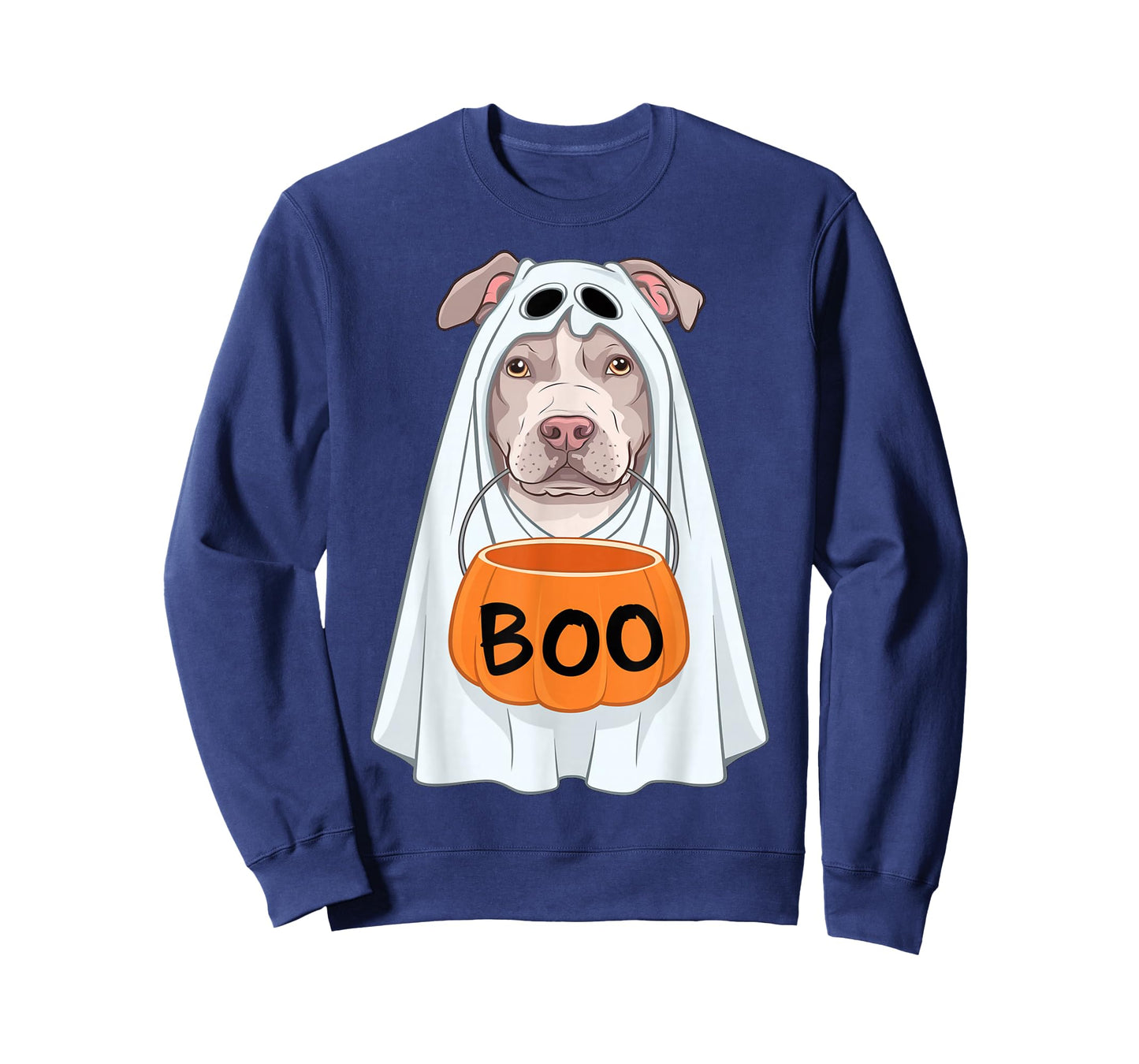 Halloween Dog Pitbull Cute Ghost Sheet Costume Boo T-Shirt
