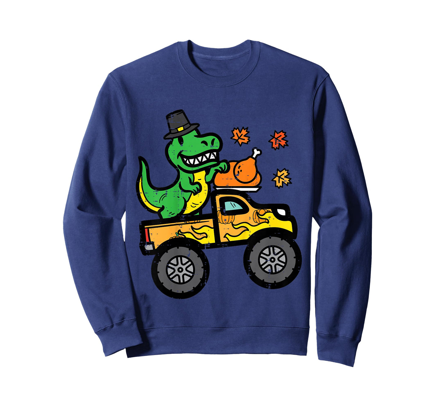 Kids Thanksgiving Dino Monster Truck Fall Trex Toddler Boys Kids T-Shirt