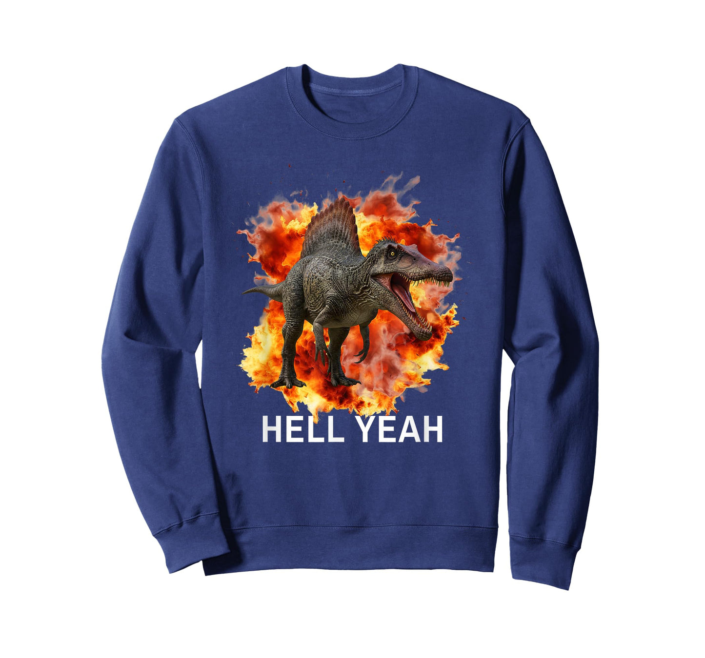 Spinosaurus Hell Yeah Dinosaur with Fire and Flames T-Shirt